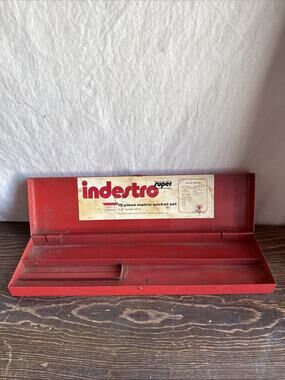 Vintage Indestro Chromium-Vanadium 3/8” Drive Socket Set Empty Red Case Only